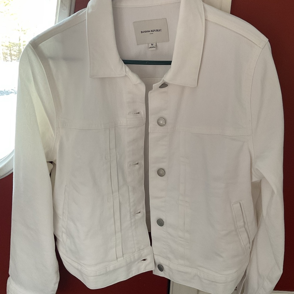Banana Republic White Collared Cotton Jacket
